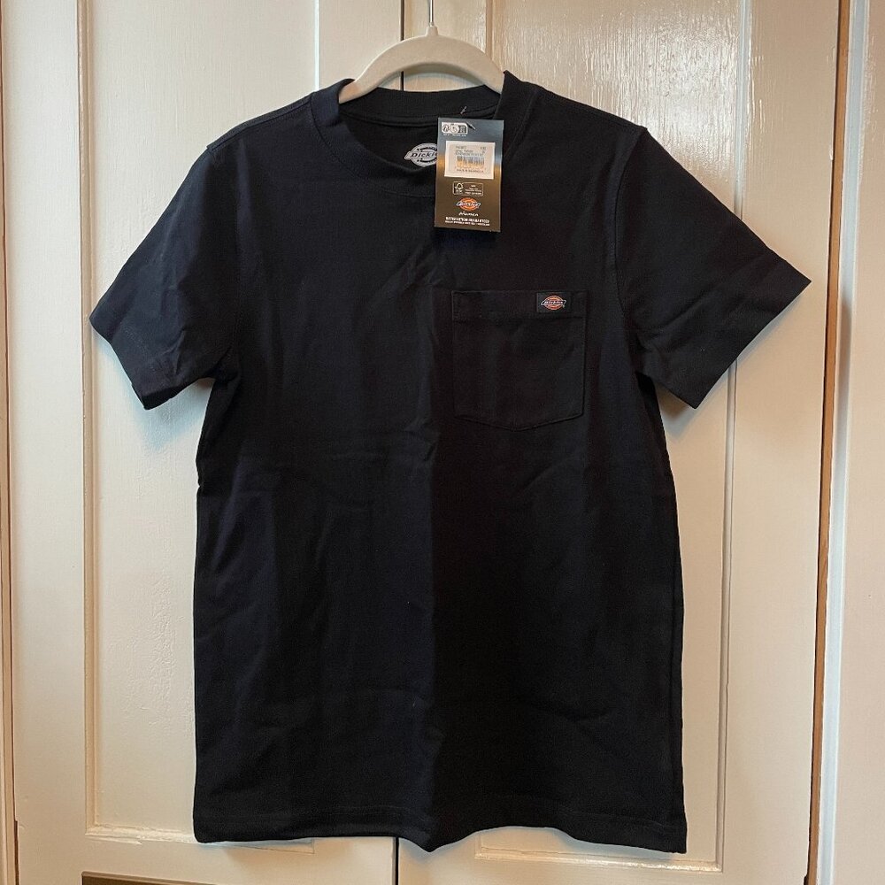 NWT Dickies Women's Heavyweight Short Sleeve Pocket T-Shirt 100% Cotton Black XS
